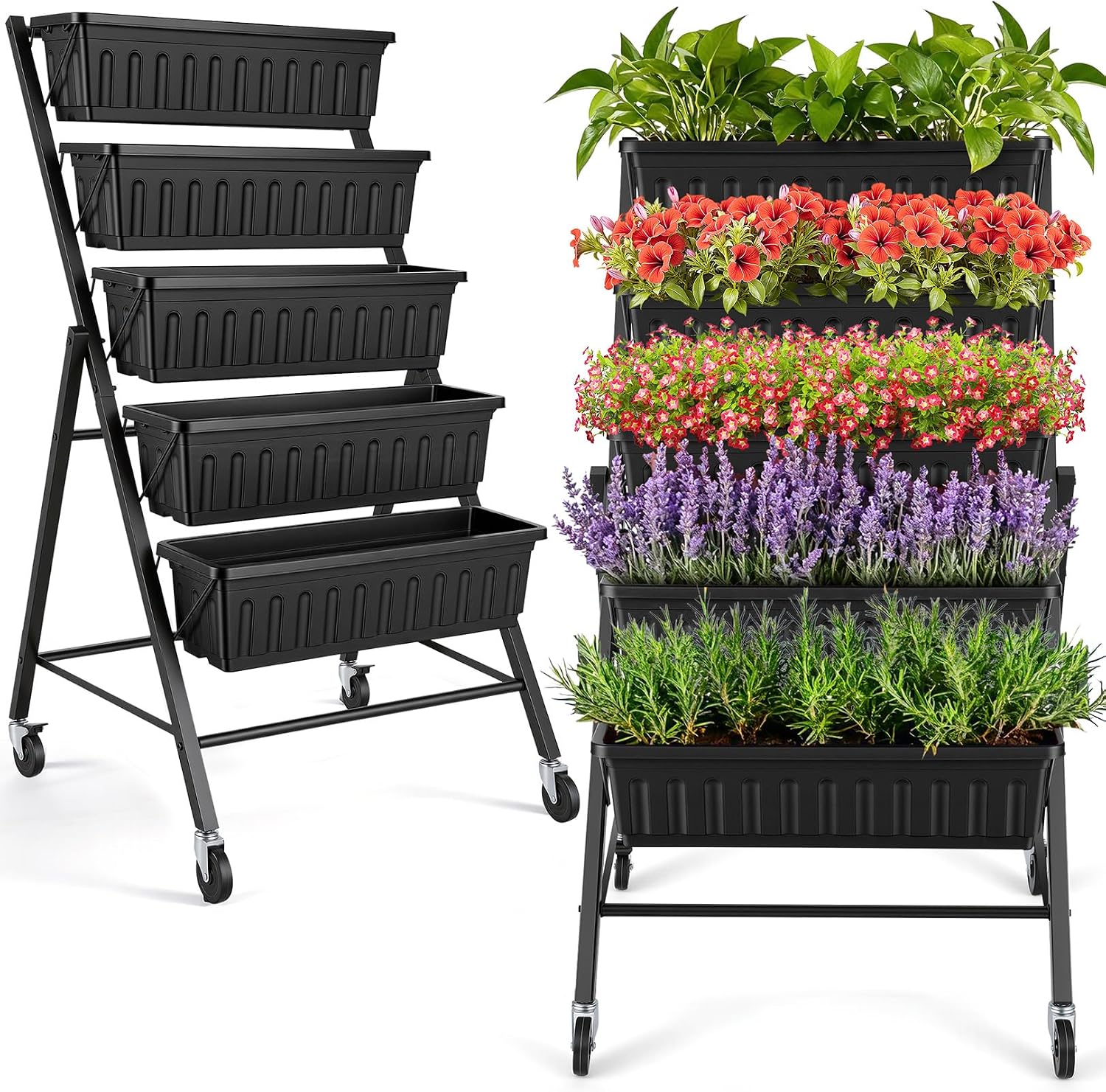 Raised Bed Planter Box - Jardinière surélevée verticale avec roues, ensemble