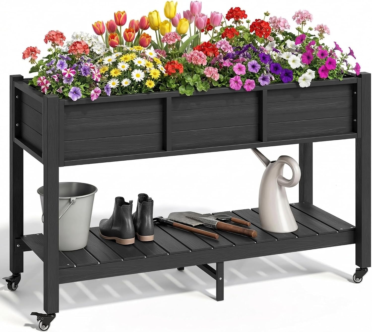 Raised Bed Planter Box - Bac de jardin surélevé avec roues,